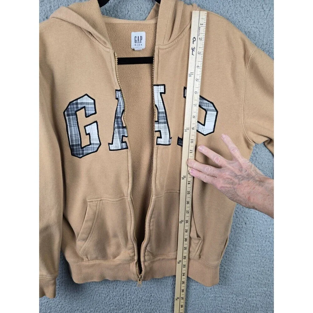 Gap Kids Hoodie Girls XXL Light Brown Embroidered Spell Out Logo Cotton